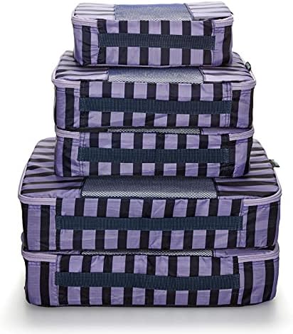 Travel Wise Packing Cubes for Travel - 5 Piece Set with Pattern Design, Lightweight Ripstop Nylon Luggage Organizers with Mesh Panel, Small Medium Large Sizes