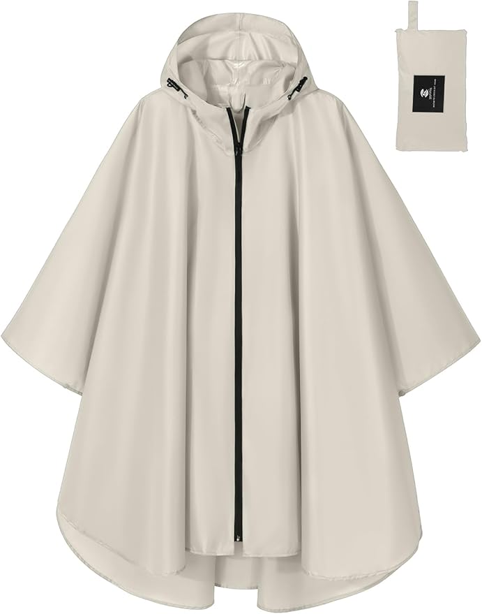 SaphiRose Lightweight Waterproof Rain Poncho for Adults with Hood Portable Rainwear for Outdoor