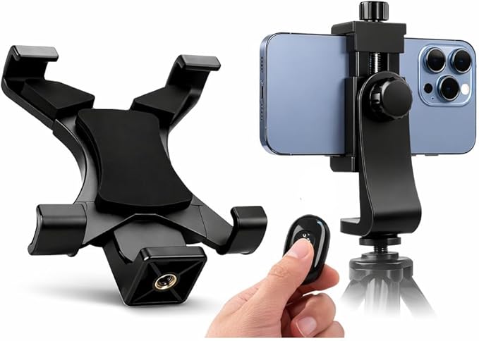 Acuvar Universal Tablet Tripod Mount Holder, Adjustable Stand Adapter for iPad, Samsung Galaxy Tab & Surface, Fits 8–11 Inch Tablets (4) Tablet Mount + Rotating Phone Mount + Remote Shutter