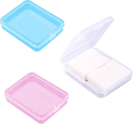 Portable Travel Cotton Pad Holder Cotton Swab Ball Holder Dispenser Cosmetic Sponge Storage Box with Transparent Lid Storage Jar Cosmetic Pad Container Dental Floss Box 3 pcs