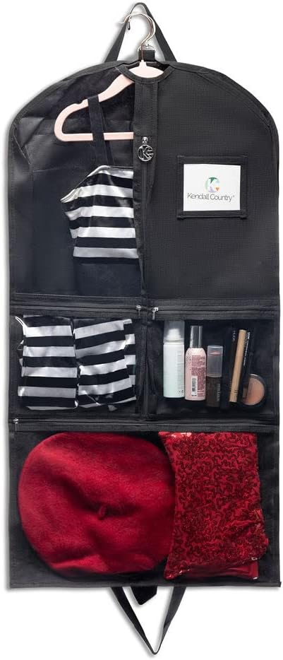 Waterproof Hanging Garment Bag 35 inch Clothes Bag with Gusset, 5 Pockets & Side Zip for Dance Costumes, Theatre, Beauty Pageants & More. Best for younger performers with small costume pieces.