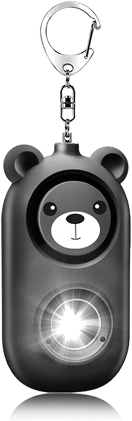 Personal Safety Alarm Keychain with LED Light, 130dB Emergency Alert, Rechargeable Bear Design for Women, Children,Girls