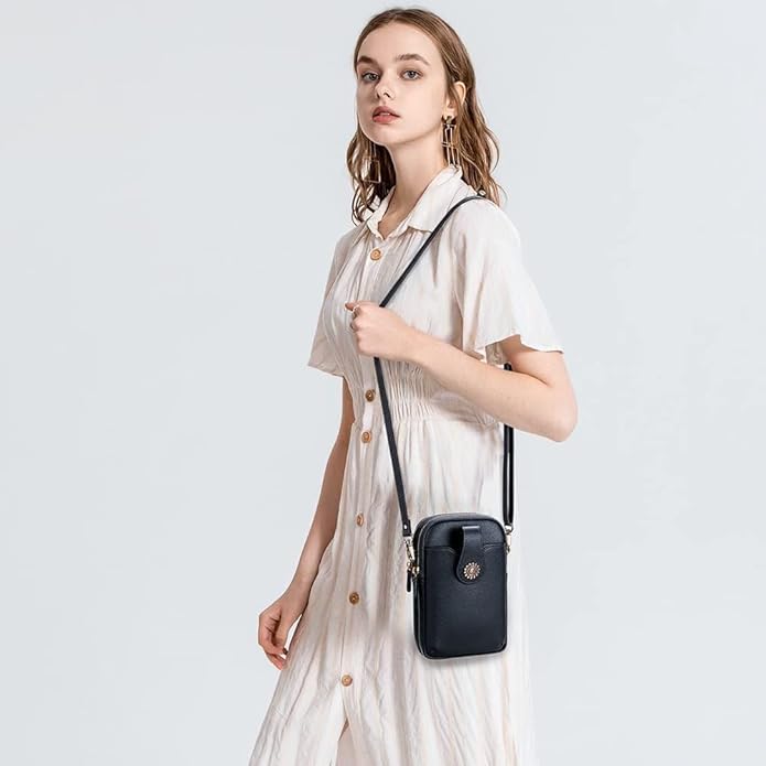 Peacocktion Small Crossbody Bags for Women, Leather RFID Cell Phone Purse, Trendy Travel Crossbody Purses with Zipper