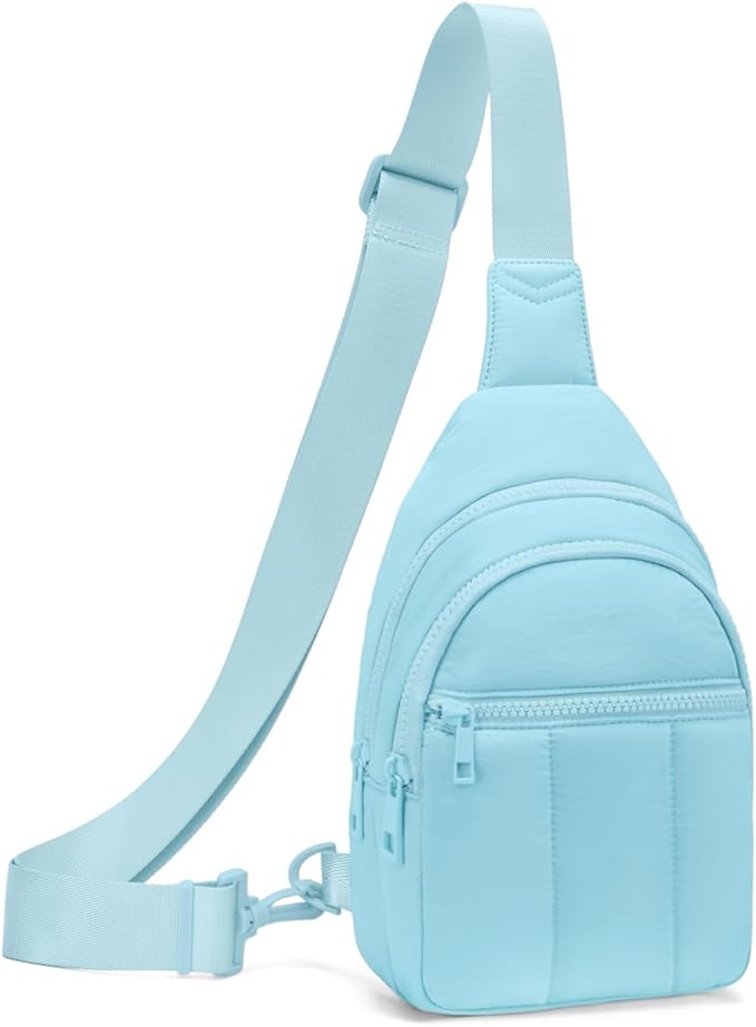 Viverte Quilted Puffer Crossbody Bags for Girls Gifts for Teen Girls Sling Bag Lightweight Cross Body Bubble Purse Shoulder Bag for Travel (Icing Blue)