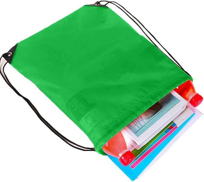 CODOBON 40 Pcs Drawstring Backpack Bulk Draw String Bags Cinch Polyester Bag for Gym Sport, Green