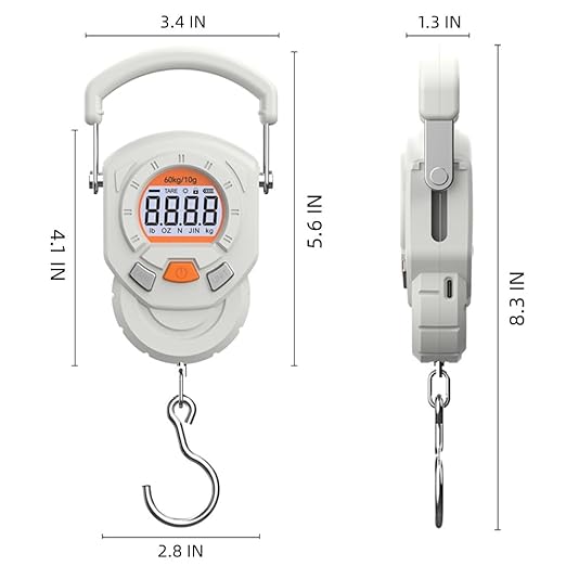 Klau Portable 60 kg / 120 lb Heavy Duty Luggage Scale Hanging Scales with Wide Handle Gray for Home Farm Hunting Outdoor