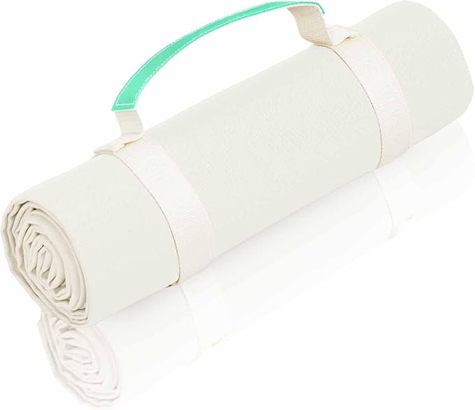 White Picnic Blanket & Beach Mat – Canvas, Machine Washable, Large 4’9” × 6’3”