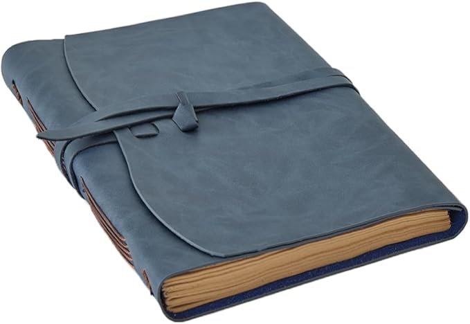 RILIHO Leather Journal Notebook, 8x10 Inches Large Size, Genuine Leather Journals for Writing, Vintage Journal For Men and Women, Artist,Travel Journal,Navy Blue