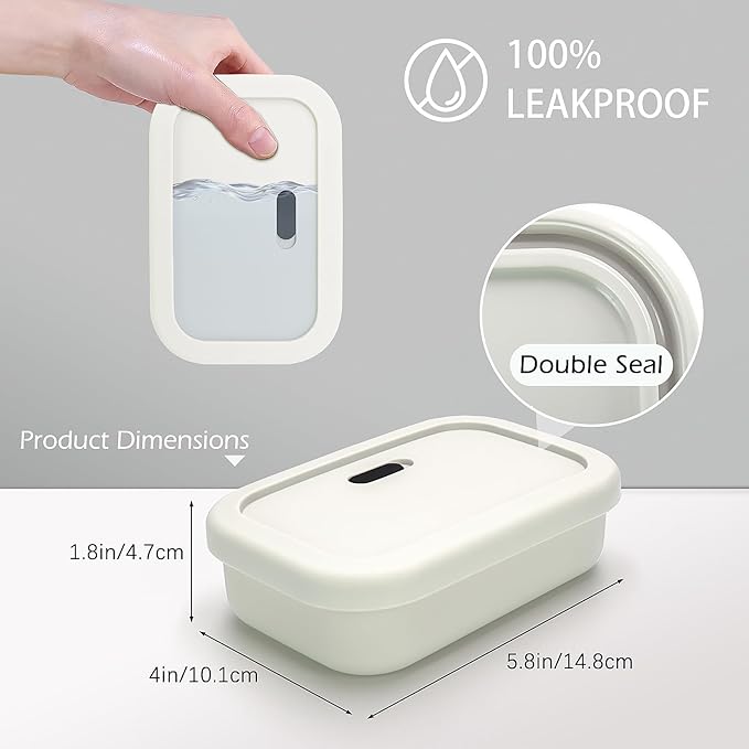 AIDIMMING Large Vented Silicone Travel Soap Case, Leak-Proof Shampoo Bar Holder for Kitsch Shampoo and Conditioner Bar Set, Drain Tray Container for Large Bars, Handmade Bars, Travel Gym (Off White)