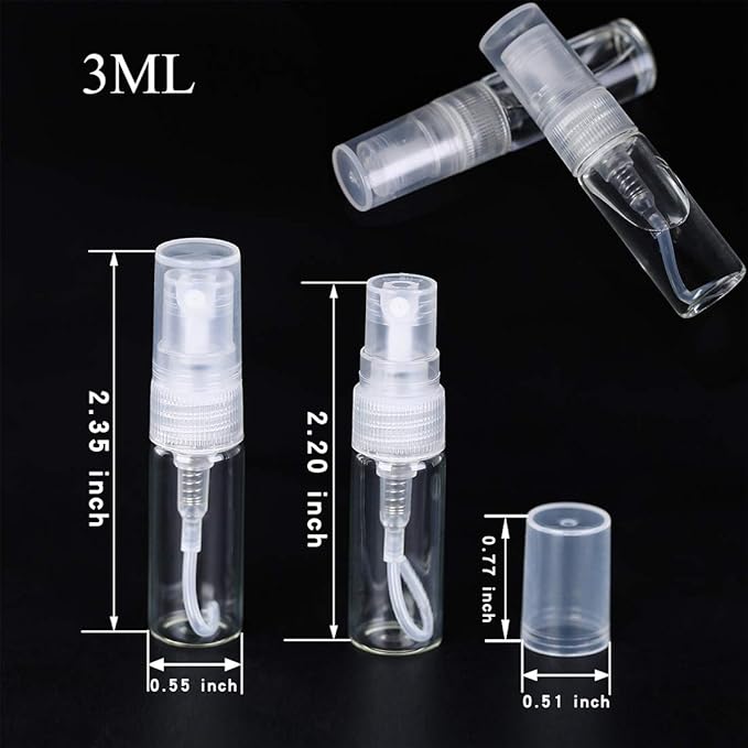 30Pcs 3ml/0.101 Oz Portable Mini Refillable Clear Glass Empty Sprayer Perfume Bottles Cosmetic Atomizers Spray Bottle Container for Travel Party Must Makeup Tool (30Pcs 3ml Glass Perfume Bottles)