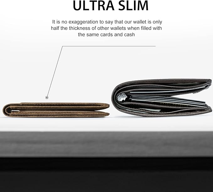 GSOIAX Slim Wallet for Men Rfid Blocking Leather Bifold Front Pocket Carbon Fiber Men's Money Clips Credit Card Holder With Gift Box
