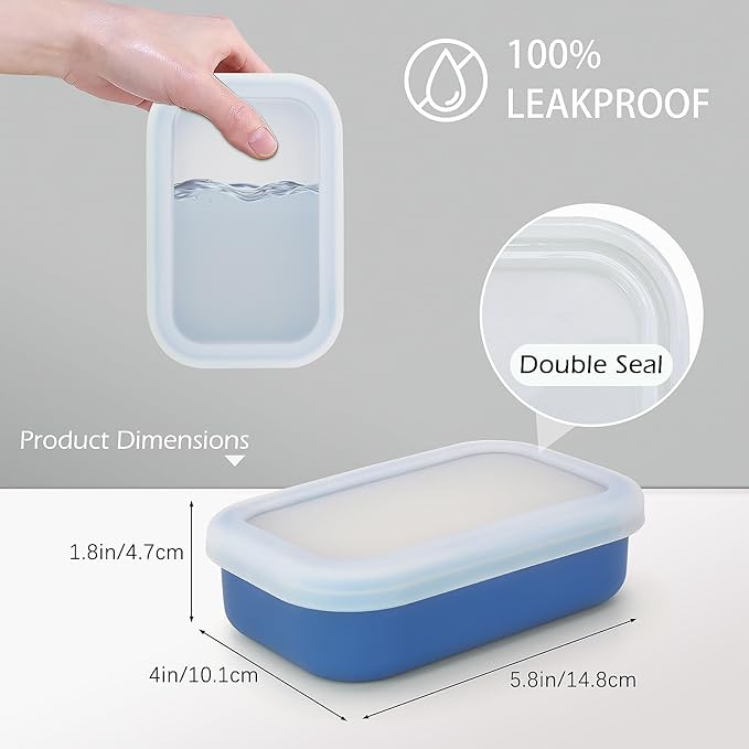 AIDIMMING Large Silicone Travel Soap Case,Clear Lid Leak-Proof Shampoo Bar Holder for Kitsch Shampoo & Conditioner Bar Set, Drain Tray Soap Container for Large Soap Bars, Gym Camping Bathroom, Blue