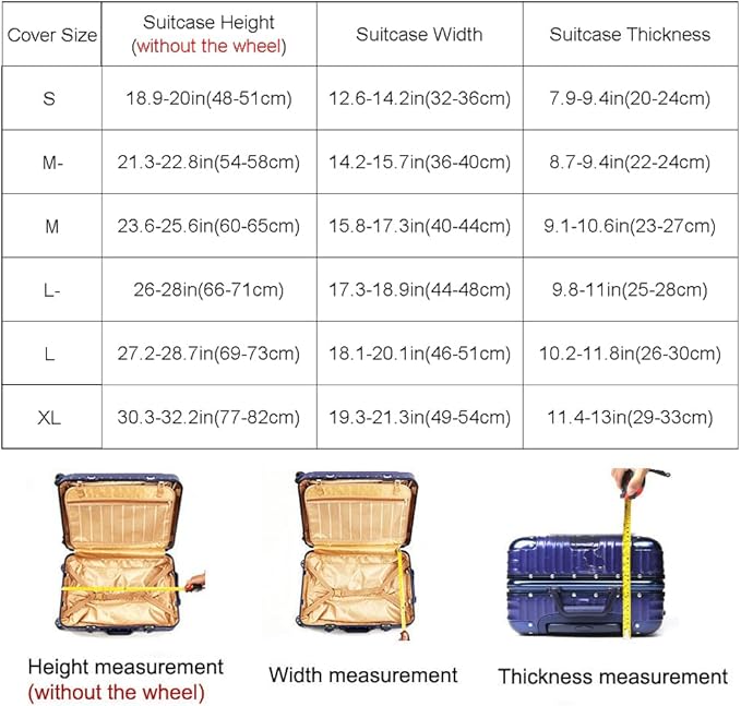 MosaiRudo Thicker Luggage Cover Elastic Suitcase Cover Protector Fits 18-32 Inch Suitcase Travel Accessories (TKM0071, S)