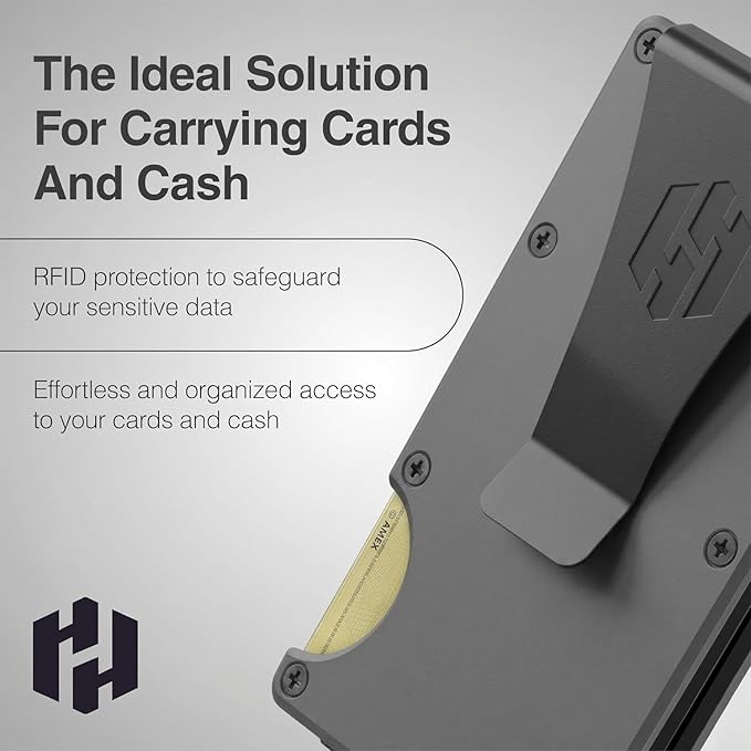 Hayvenhurst Wallet for Men - Slim RFID Blocking Metal Wallet with Money Clip, Minimalist Front Pocket Credit Card Holder, Small Mens Wallet