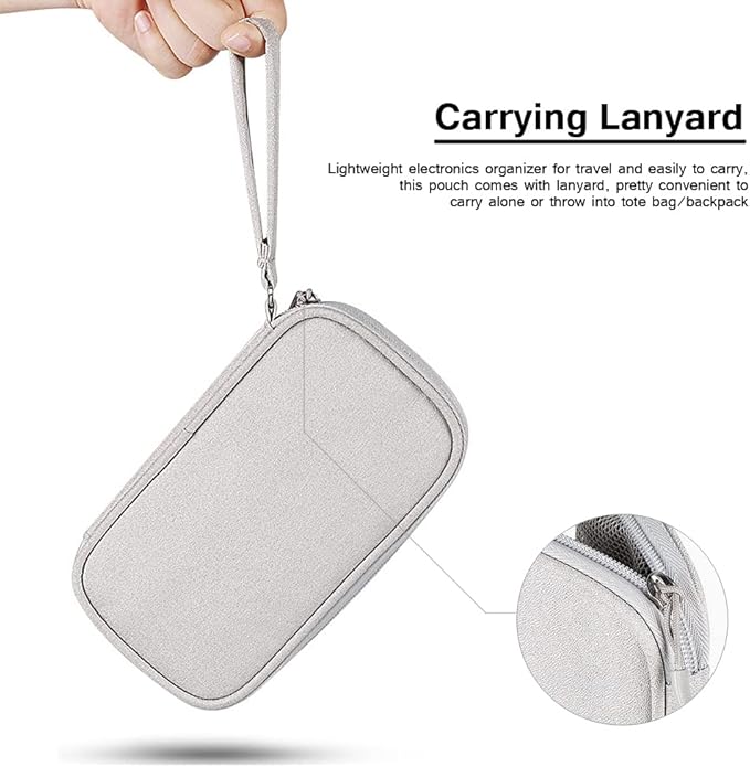 Electronics Organizer Bag Pouch Cable Charger Organizer Travel Shockproof Cord Carrying Case for Earphone Powerbank USB Hard Drive SD Card (Black)