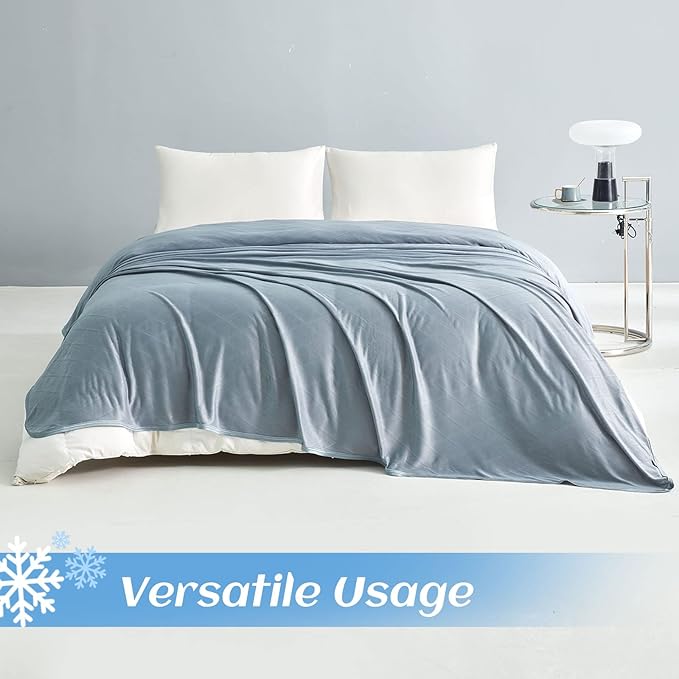 Ailemei Direct 【Upgraded Fabric Cooling Blanket for Hot Sleepers, Twin/Full Size Lightweight Breathable Summer Bed Blankets, Q-Max >0.5 Jade Fiber,Keep Body Cool Hot Flashes Night Sweats,60"x90"