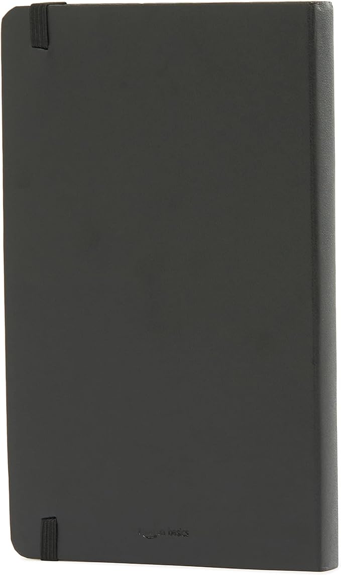 Amazon Basics Classic Hardcover Journaling Notebook with Inner Pocket, Line Ruled, 240 Pages, 5" x 8.25", 24 Count, Black