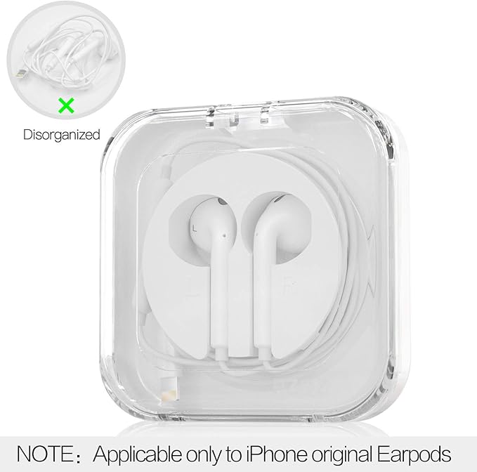 pzoz Earbuds Case Compatible for Apple iPhone/iPad/iPods EarPods, Earphones Cord Organizer Cover Wired Manager Holder Wrap Winder Mini Storage Carrying Cable Management (Earbuds)