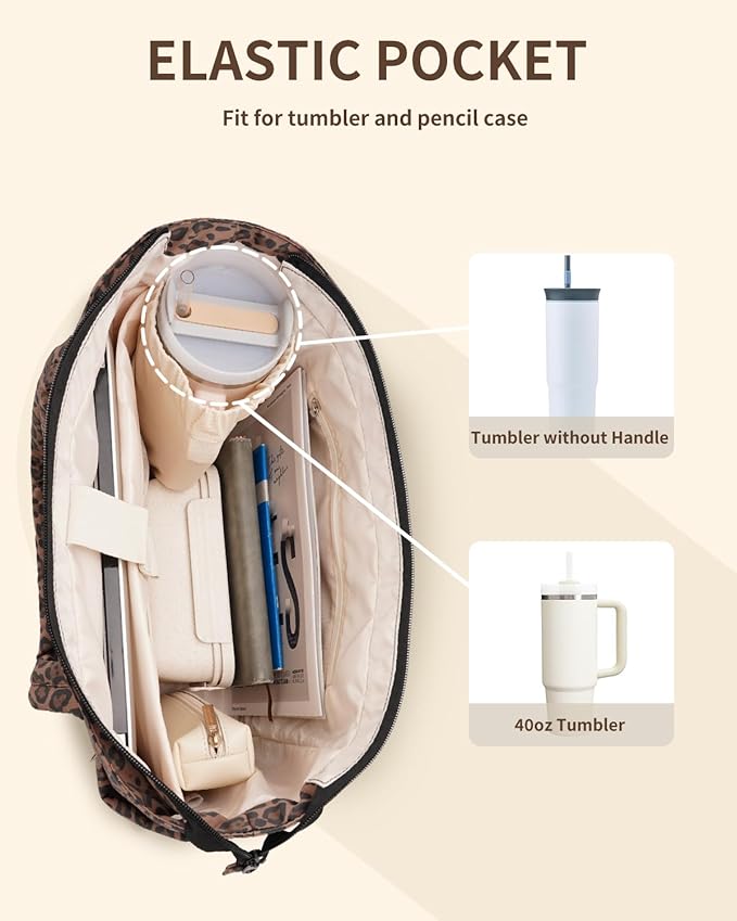 Wandering Nature Puffer Tote Bag with Cup Holder & Laptop Compartment & Trolley Sleeve for Travel, Work, Nurse, Women