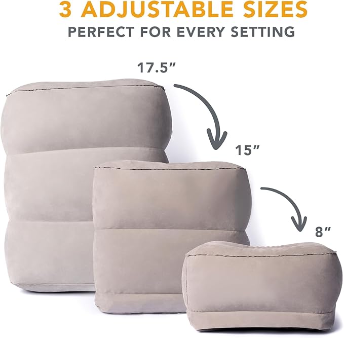 LoftyRest Inflatable Foot Rest Pillow for Travel- Kid-Friendly Bed Design for Airplane Travel - 3 Adjustable Heights - 3 Pockets - Airplane, Car, Train, & Home - Ensures Restful Flight for Kids/Adults