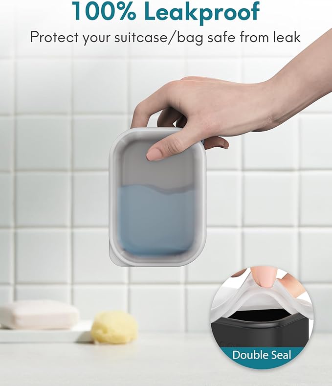 Quatish Large Leakproof Travel Soap Case, Solid Shampoo Bar Holder, Silicone Soap Box with Draining Layer, Enhanced Soap Container, Suitable for Camping, Gym, Bathroom, Outdoor Essentials, Black