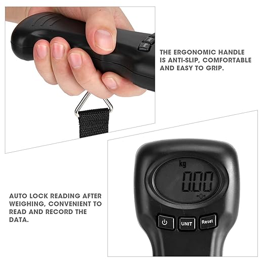 Portable Luggage Scale Travel Digital, 50kg/110lb Suitcase Scale, ABS Hanging Scale, Black Luggage Weight Scale with Hook, Sturdy Weight Machine for Luggage, Travel, Bag