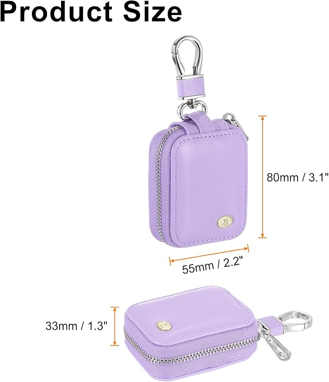 HARFINGTON Earbuds Cases, Earphone Case Holder, PU Leather Ear Buds Case Zipper Organizer Small with Mesh Pocket for USB Cable, Wireless Wired Earphones, Purple