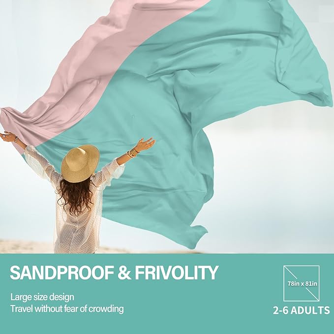 Famstar Beach Blanket Oversized Extra Large 78"X81"/10'X9',Waterproof Sandproof Beach Blanket 2-8 Adults Lightweight Durable for Travel Camping Hiking Picnic