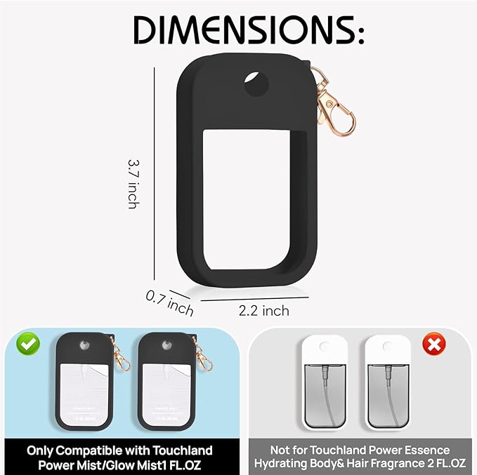 Silicone Case Compatible with Touchland Hand Sanitizer Spray, Protective Case for Spray 1FL. OZ (Black, White(2PCS))
