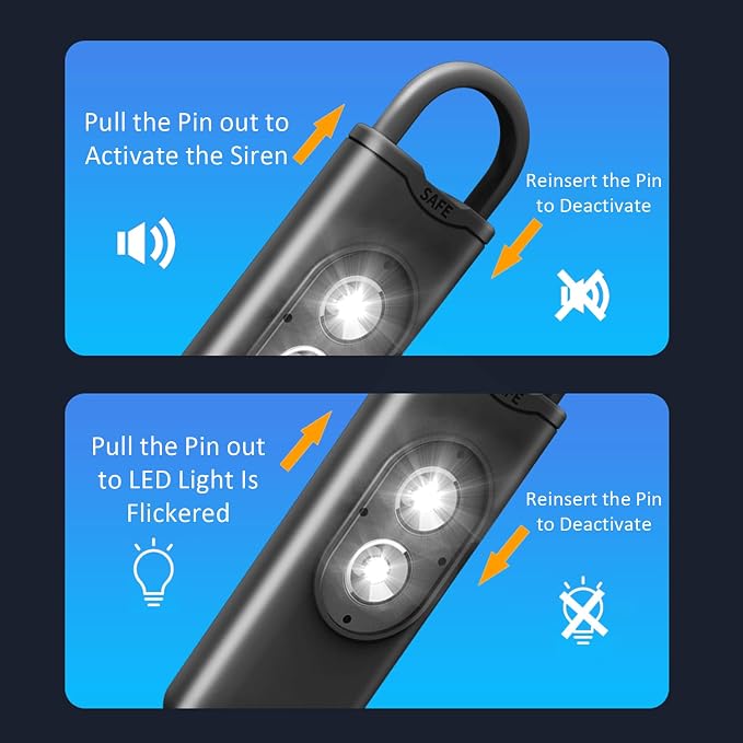Halo-Siren Keychain, HaloSiren Personal Safety Alarm - 130db Loud Alarm Keychain with LED Strobe Light, Compact Emergency Siren (Double Flashing Lights - Purple + Copper Ring)