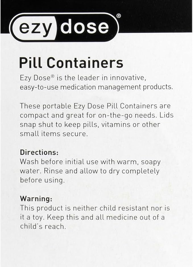 EZY DOSE Daily Round, Compact, Small, Discdrete, Portable On-The-Go Pocket Pharmacy, Pill Box, Organizer and Vitamin Containers, Snap Shut Lids, Travel Friendly, Blue & Pink, 2 Pack, BPA Free