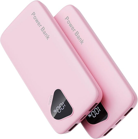 2026 2-Pack 10000mAh Portable Charger with Built in Cables, Travel Essential Battery Pack, 4 Outputs 2 Inputs Slim Power Bank with Cord Wires for iPhone 17/16/15/14, Samsung Galaxy S23/22, Pixel etc