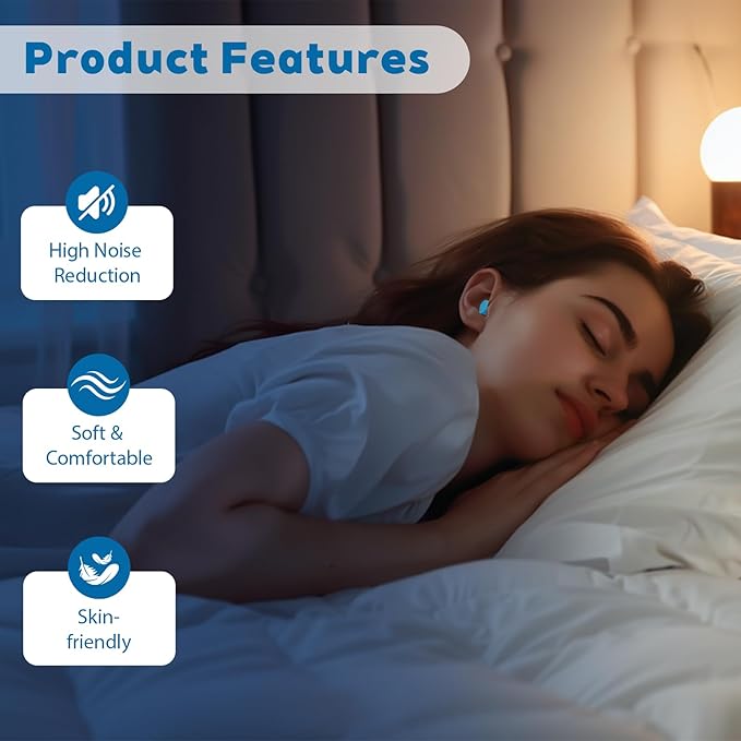 Ear Plugs for Sleeping Noise Cancelling - 40dB Ear Plugs for Noise Reduction - Calmer Earplugs for Concert Sleep Travel Study Work - Hearing Protection Sound Blocking - Blue 10 Pairs in 2 Cases