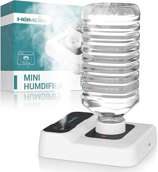 Portable Humidifiers for Travel, Small Mini Humidifier with Auto Shut-Off, Nightlight and Storage Bag for Hotel, Bedroom or Office, Plant Humidifier Indoor, White