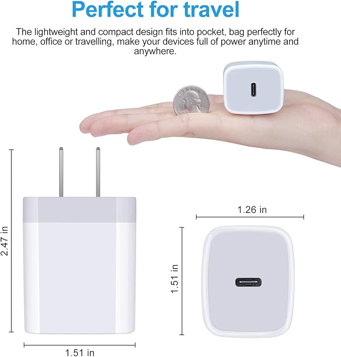 USB C Fast Charger,20W 2 Pack PD Charging Block Type C Wall Charger Power Adapter Base Box Compatible