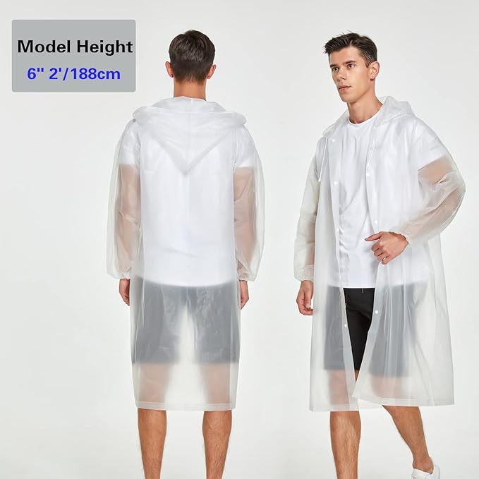 YDYJKI 2 Pack Waterproof Rain Ponchos for Adults-Reusable Emergency Raincoats with Hoodand Drawstring -Lightweight Ponchos