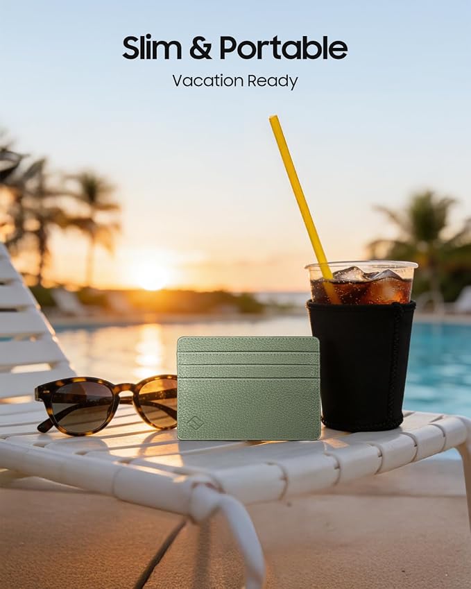 FINTIE Slim Minimalist Front Pocket Wallet, RFID Blocking Credit Card Holder Card Cases with ID Window for Men Women, Sage Green