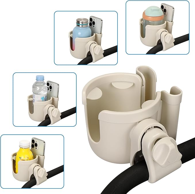Accmor Stroller Cup Holder with Phone Holder, Bike Cup Holder, Universal Cup Holder for Uppababy Nuna Doona Strollers, 2-in-1 Cup Holder for Walker, Wheelchair, Scooter