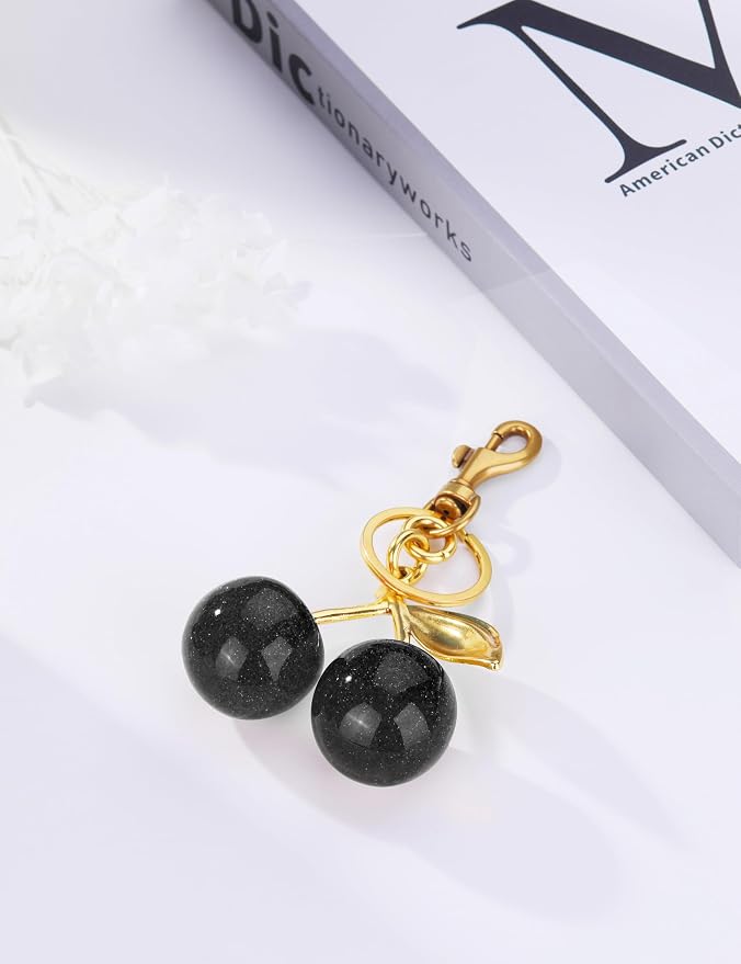 OVRUNS Cherry Bag Charm Cute Cherry Accessories Sparkling Purse Charms for Women
