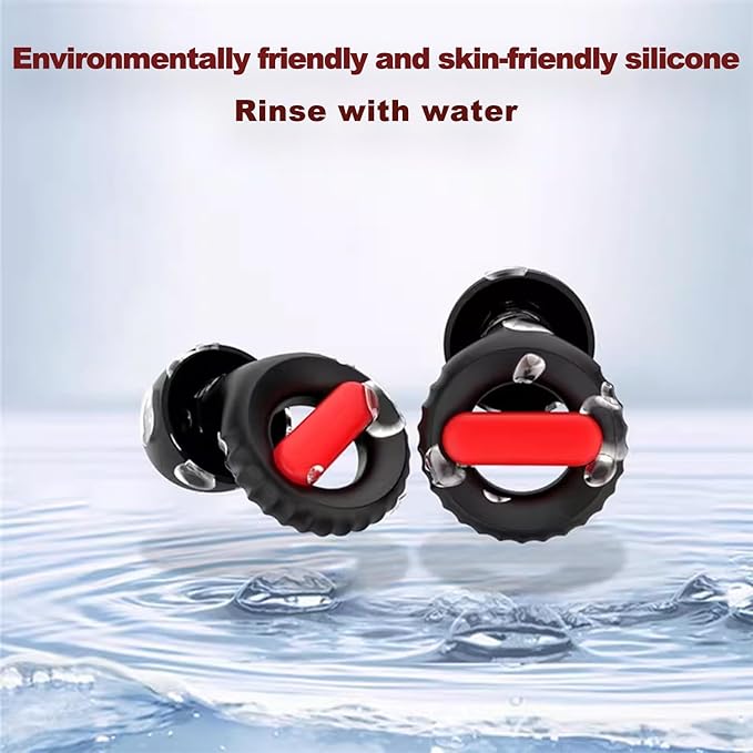 Ear Plugs for Noise Reduction – Reusable Silicone Earplugs with Filter Technology for Sleeping, Travel, Focus, Concerts & Motorcycling Ear Plug +8Tip (Black-red)