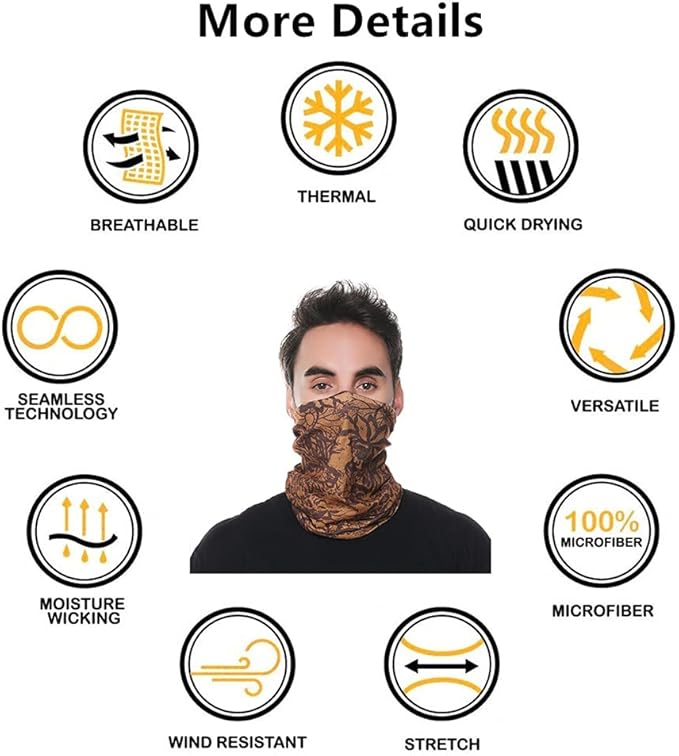 VANCROWN Headband Neck Gaiter Head Wrap Headwear Face Mask Magic Scarf Bandana for Men and Women