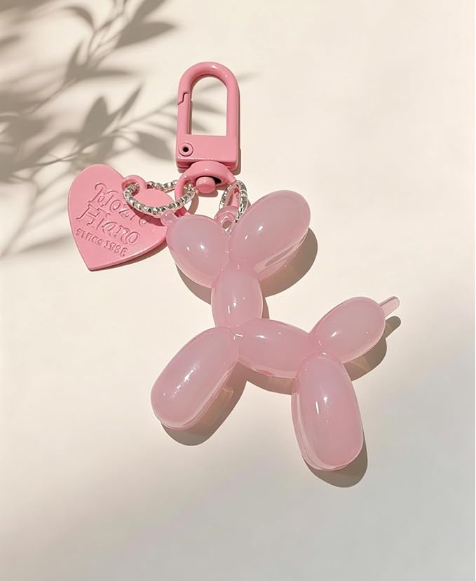 LAEKOU Jelly Balloon Dog Design Keychain for Women, Cute Girls Key Chain, Bag Charms Accessories for Car Purse Backpack