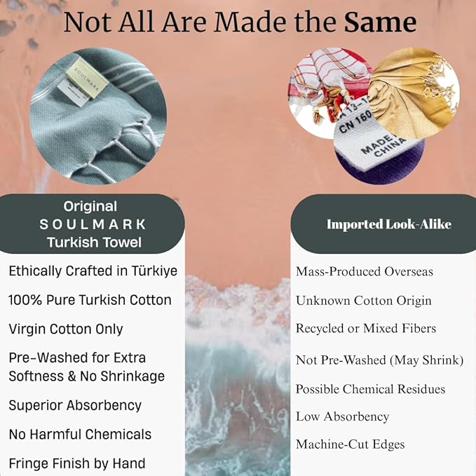 SOULMARK 100% Cotton Turkish Beach Towel with Bag - 38"x71" - Made in Green & Oeko TEX Certified - Pre-Washed and Sand Free - Quick Dry and Lightweight Perfect for Travel - Made in Turkey - Red