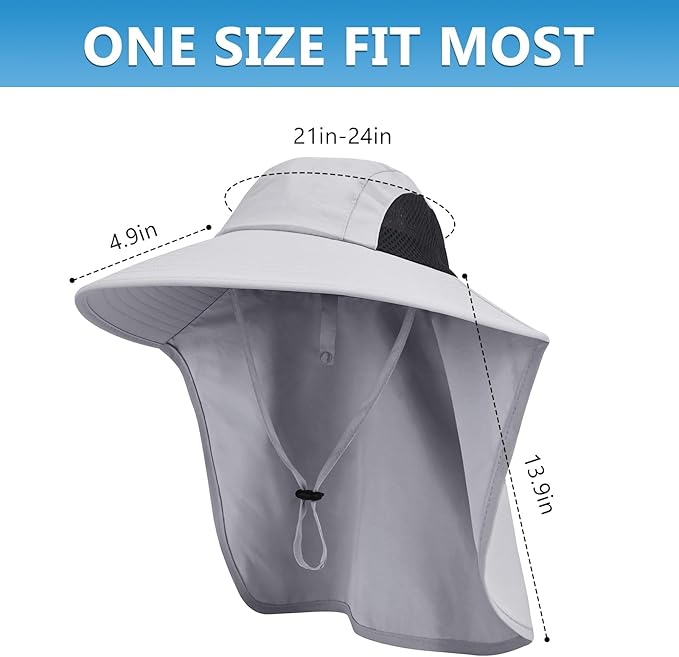 Sun Hat for Men Women with Neck Flap,UPF 50+ UV Protective Hiking Fishing Hats,Wide Brim Sun Hat for Women&Men