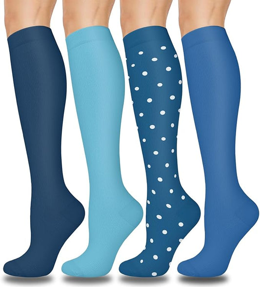 Aoliks Compression Socks for Women & Men 4 Pairs, Best Support for Nurses Running Travel