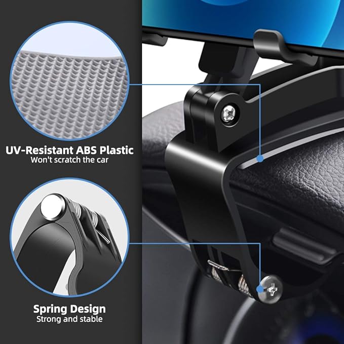 FONKEN Car Phone Mount, [2 Pack] Cell Phone Holder for Car 360 Degree Rotation Dashboard Clip Mount Car Phone Holder Compatible for iPhone 11 13/12 pro Max 8 8Plus Samsung S10 S9 S8 4"~7" Smartphones