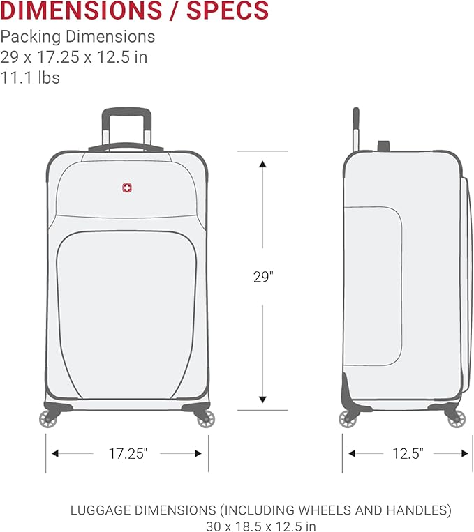 SWISSGEAR Sion Softside Expandable Spinner Luggage Durable Lightweight Travel Suitcase, Teal, Checked-Large