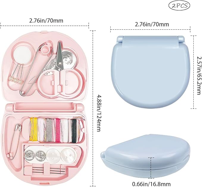 2 Pack Mini Travel Sewing Set, Portable Emergency Sewing Tool Kit with Scissors, Threads, Needles