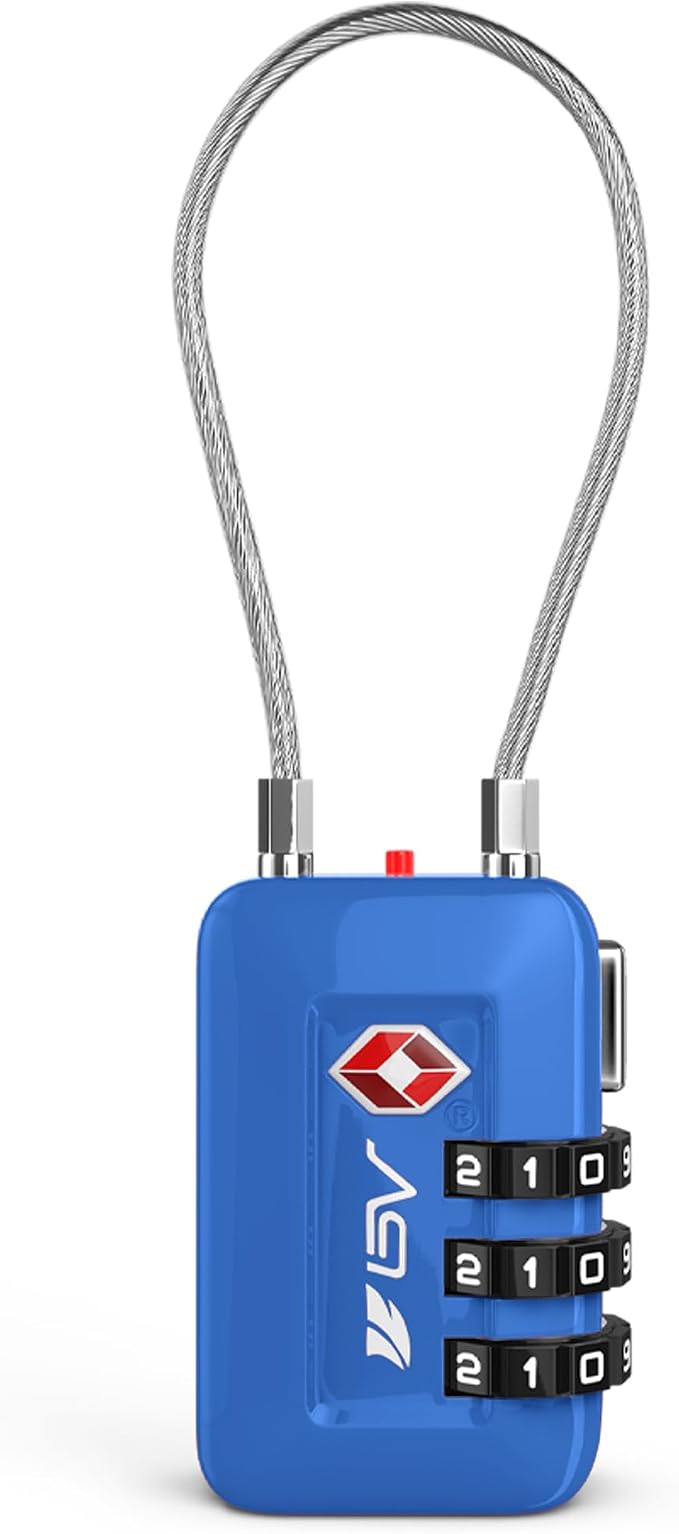 TSA Accepted Luggage Travel Lock, Set-Your-Own Combination Lock for School Gym Locker, Luggage Suitcase Baggage Locks, Filing Cabinets, Toolbox, Case (Blue, 1 Pack)