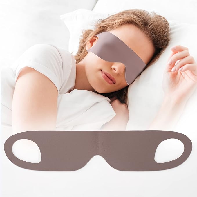 FRESHME Ear Hanging Sleep Mask - Side Sleeper Comfy Blindfold for Sleeping With Elastic Strap, Blockout Brown Eye Shade, Lightweight Breathable Cover for Nap, Travel, Yoga